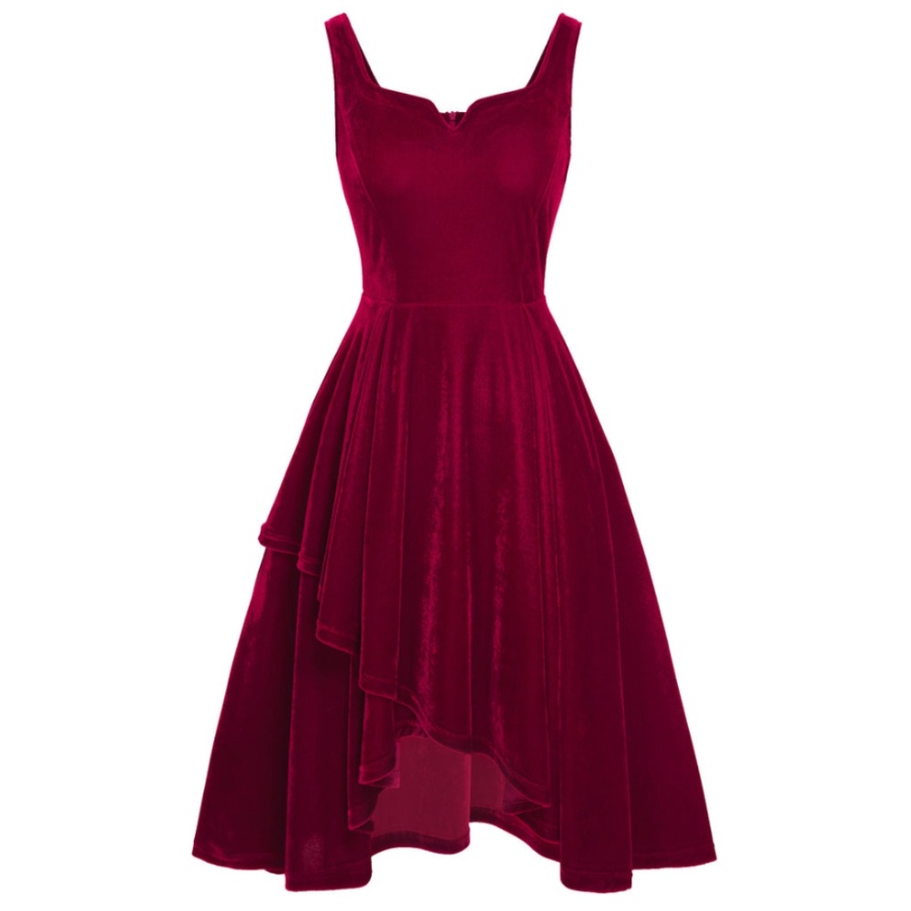 1950's Red Velvet Swing Dress